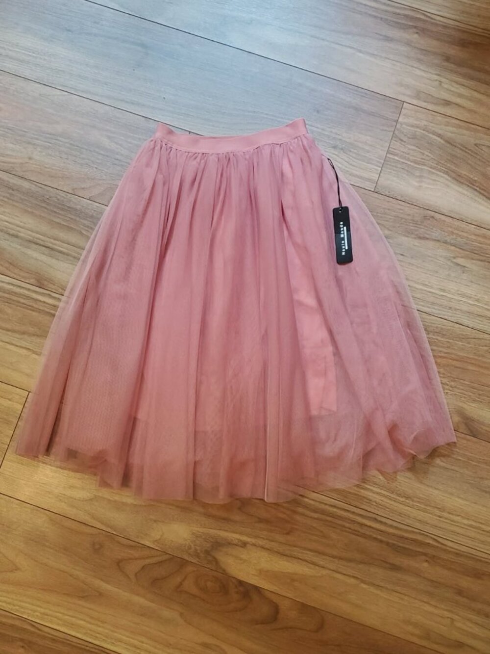 NWT Haute Monde Tulle Mesh Maxi Skirt in Dusty Rose Size S